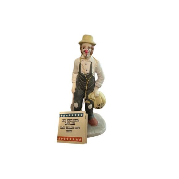 Vintage 1985 Flambro Circus World Museum Clown Figurine Rustic w/Original Tag - Picture 1 of 9